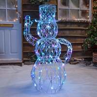 Christmas Snowman Lights - 1M Colour Changing White Wicker Snowmen with 120 LEDS