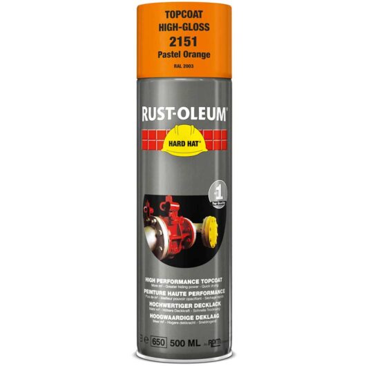 Rust Oleum Hard Hat Metal Spray Paint Pastel Orange 500ml