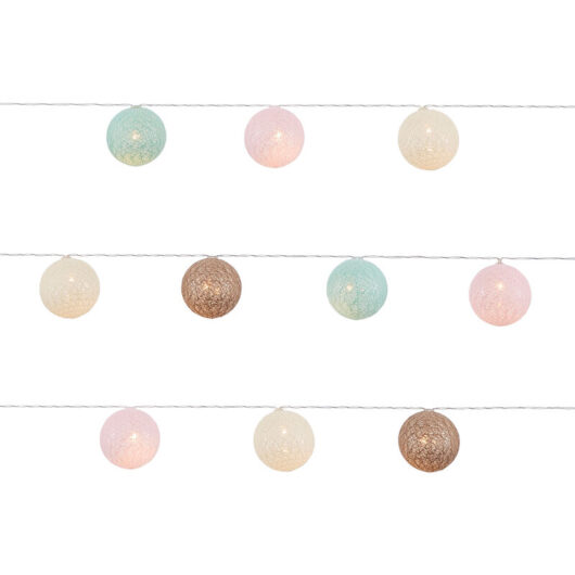 Litecraft - Glow Pom Pom String Lights Integrated led Fittings - Multi Coloured