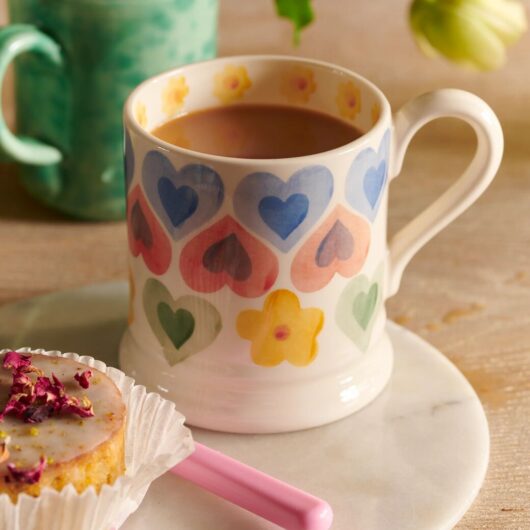 Hearts & Flowers 1/2 Pint Mug - Unique Handmade & Hand Decorated English Earthenware Tea/Coffee Mug | Emma Bridgewater