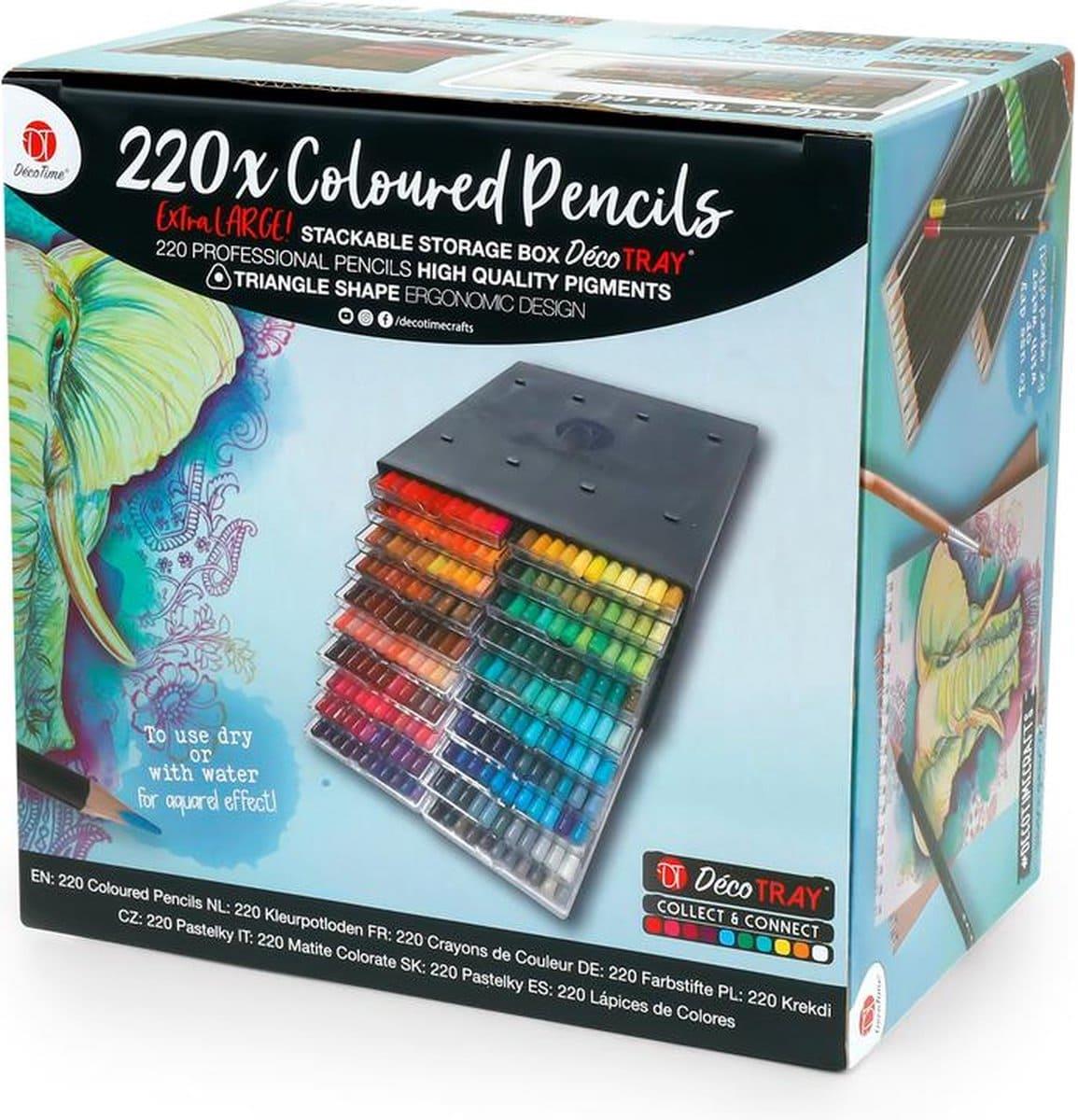 DecoTime 220 Colouring Pencils with Storage Deco Tray