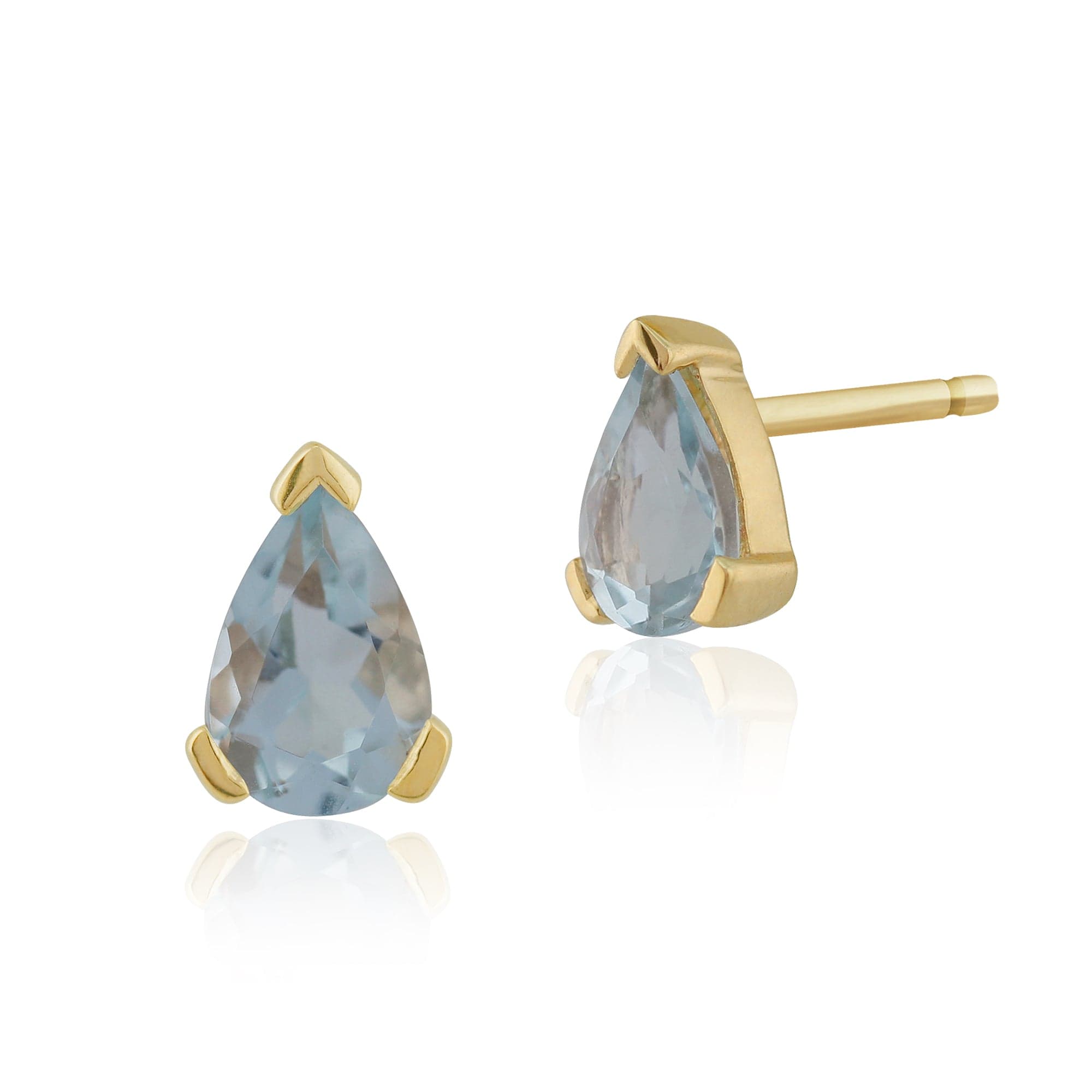 Classic Pear Aquamarine Stud Earrings in 9ct Yellow Gold
