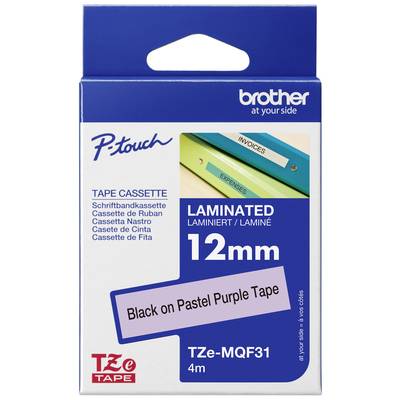 Labelling tape (pastel) Brother TZe, TZ TZe-MQF31 Plastic Tape colour: Pastel lilac Font colour:Black 12 mm 4 m