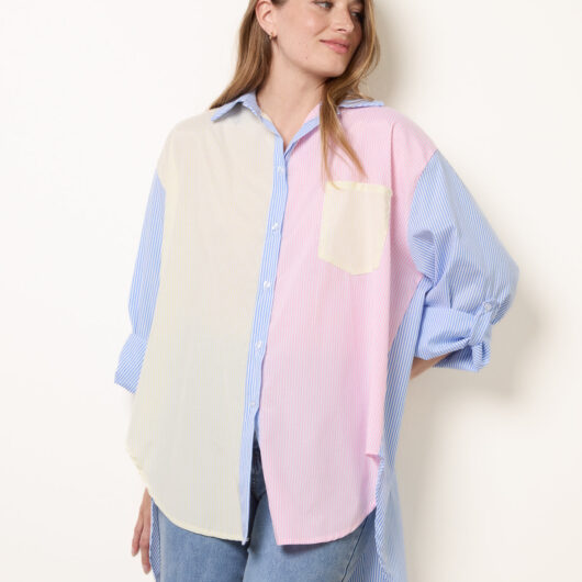 Multi Coloured Stripe Shirt - ONE / BLUE/LEMON
