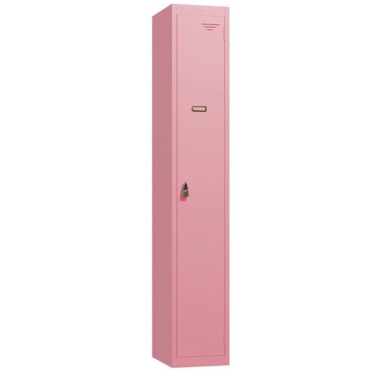 Single Door Retro Locker - 1800 x 300 x 450mm - Dusty Pink